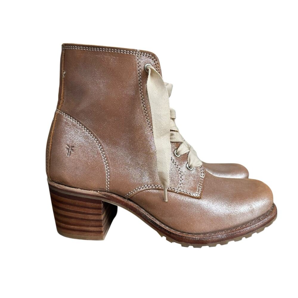 Frye x Gal Meets Glam Limited Edition Shimmery Taupe Sabrina Boots Size 8.5